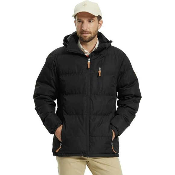 Alpha Camp Black Puffer Jacket Padded Winter Coat - Picture 1 of 3